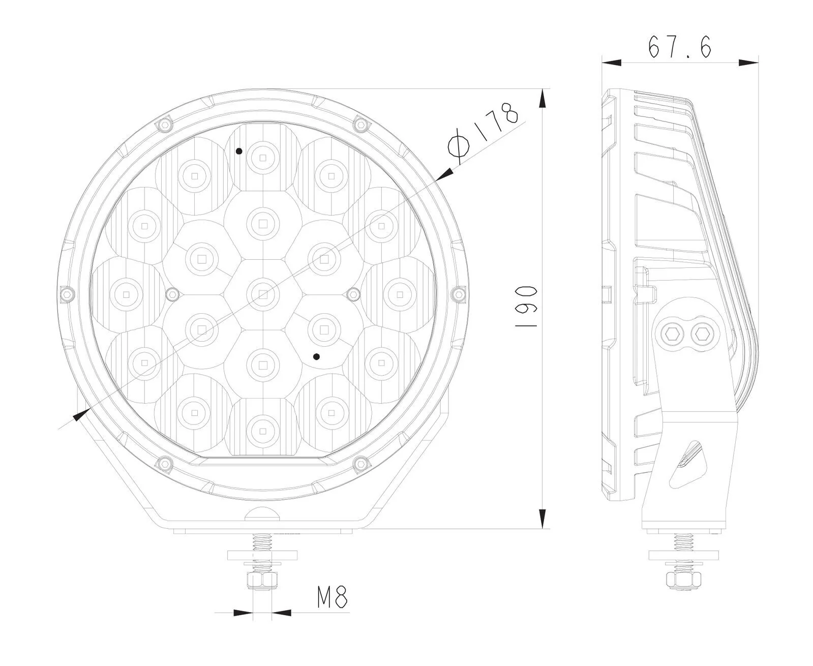 7" Round LED Driving Light (Black Bezel) - HULK 4x4