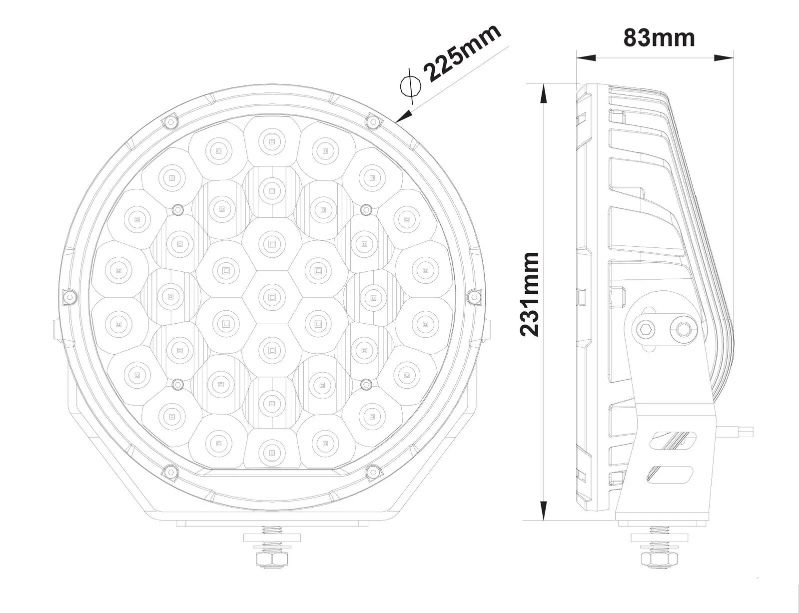 9" Round LED Driving Lights PAIR (Silver Bezel) - HULK 4x4
