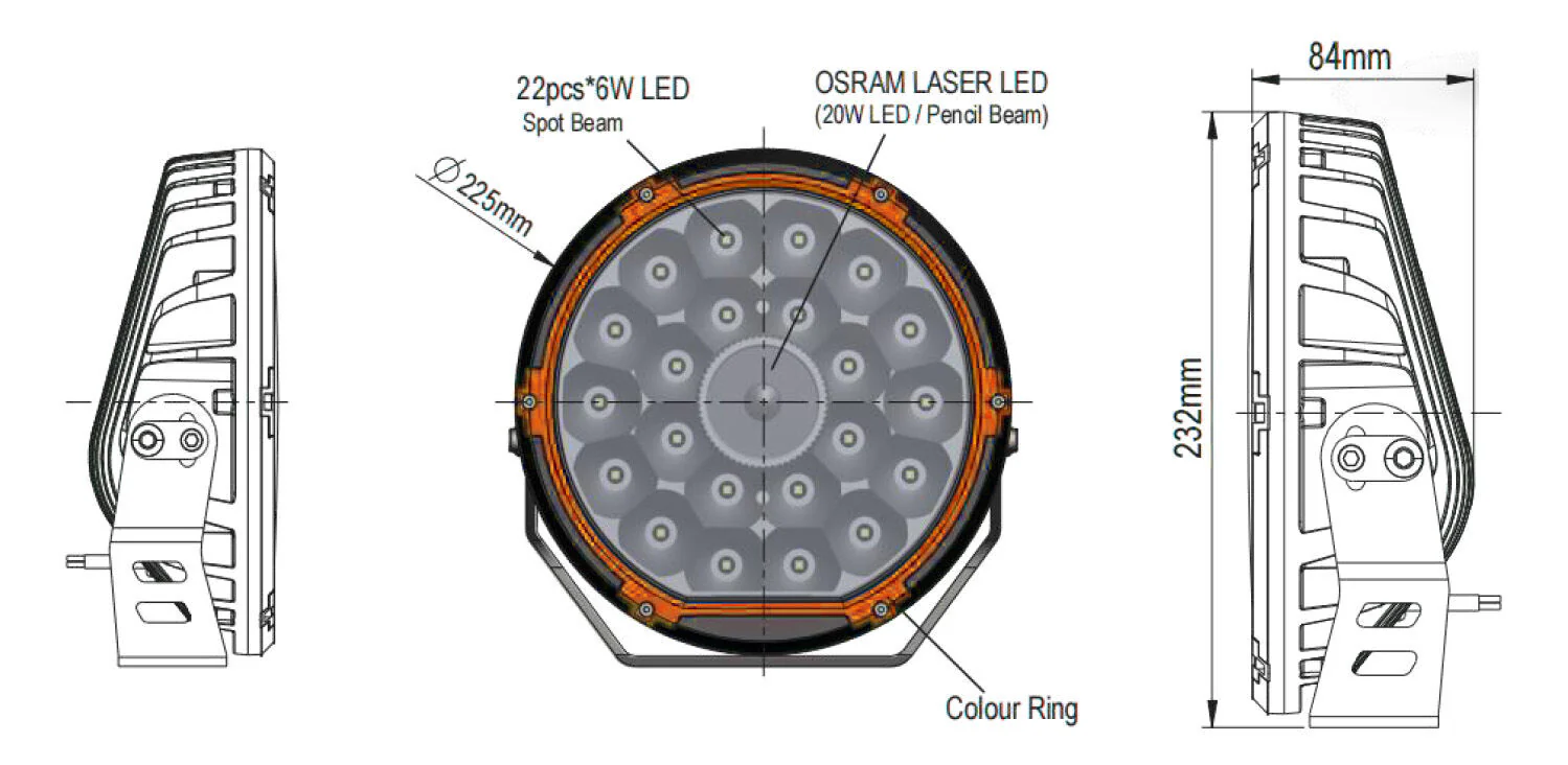 9" Round Slimline Laser LED Driving Light - Ignite