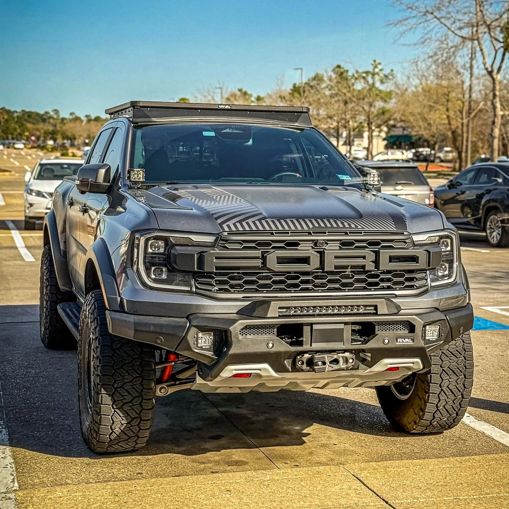 Ford Ranger (2022-2025) RAPTOR Aluminum Front Bar includes RIVAL LED FOG lights (Set of 2)