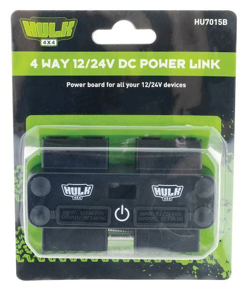 HULK 4x4 4 Way 12/24V DC Power Adaptor w/ Anderson USB & Voltmeter Touch Switch