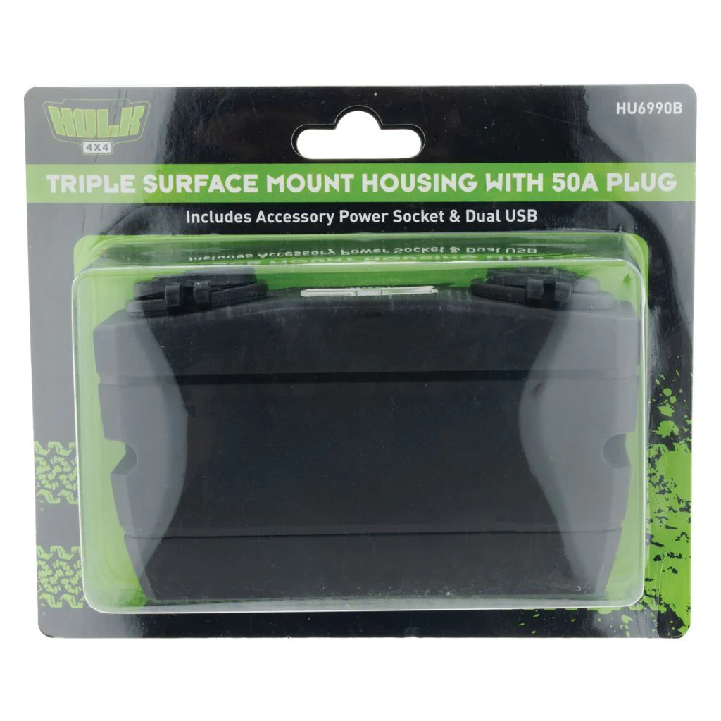 HULK 4x4 Triple Surface Mount Housing w/ 50A Plug