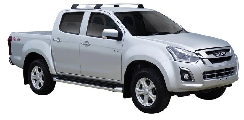 Isuzu D-Max (2017-2020) SX Crew Cab 4 Door Ute May 2017 - Aug 2020 (Naked Roof) Aero FlushBar Yakima Roof Rack