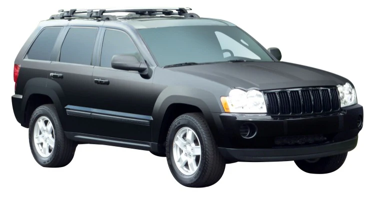 Jeep Grand (2005-2010) Cherokee WH 5 Door SUV Jul 2005 - 2010 (Raised Rails) Aero ThruBar Yakima Roof Rack