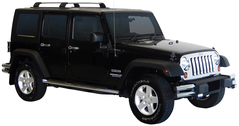 Jeep Wrangler (2007-2019) Unlimited JK 5 Door SUV 2007 - Apr 2019 (Naked Roof) Aero FlushBar Yakima Roof Rack