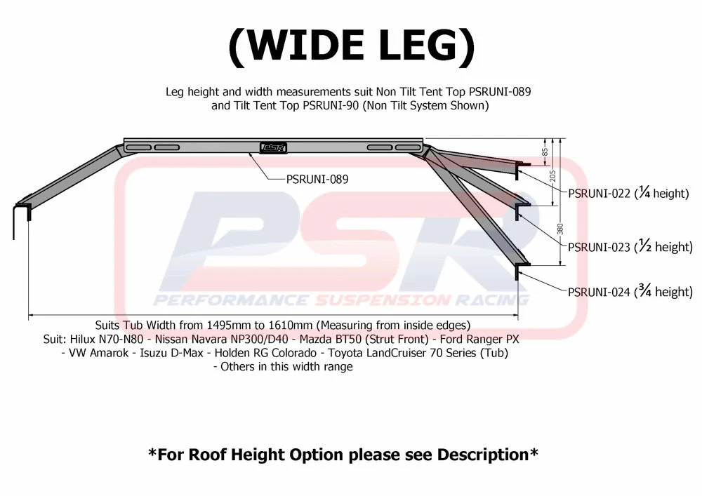 Nissan D22 (1997-2015) PSR Tilt Up Baja Style Roof Top Tent Mount - Image 4
