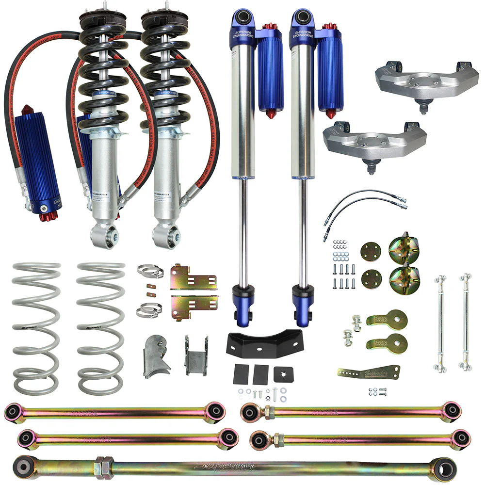 Nissan Navara (04/2015-11/2020) Superior Engineering Superior Remote Reservoir 2.0 4 Inch (100mm) Lift Kit Suitable For Nissan Navara NP300 2015-20 (Leaf Rear) (Kit) - SUP-RR-NAVNP300L4