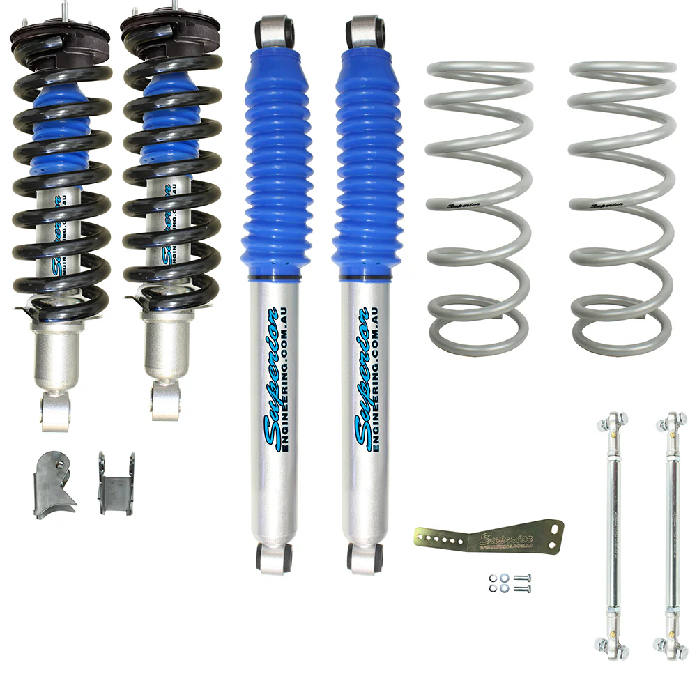 Nissan Navara (12/2020-current) Superior Engineering Superior Nitro Gas Twin Tube 2 Inch (50mm) Lift Kit Suitable For Nissan Navara NP300 2021 on (Kit) - Including Headlight Adjustment Bracket - SUP-NG-NAVNP300212-HLB