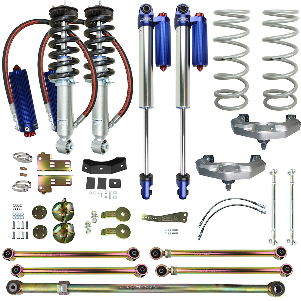 Nissan Navara (12/2020-current) Superior Engineering Superior Remote Reservoir 2.0 4 Inch (100mm) Lift Kit Suitable For Nissan Navara NP300 2021 on (Kit) - Including Headlight Adjuster Bracket - SUP-RR-NAVNP300214-HLB