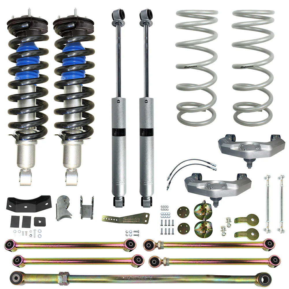 Nissan Navara NP300 [12/2020 - current] Ute Diesel 2.3ltr TD Superior Nitro Gas Twin Tube 4 Inch (100mm) Lift Kit Suitable For Nissan Navara NP300 2021 on (Kit) - Including Headlight Adjustment Bracket - SUP-NG-NAVNP300214-HLB