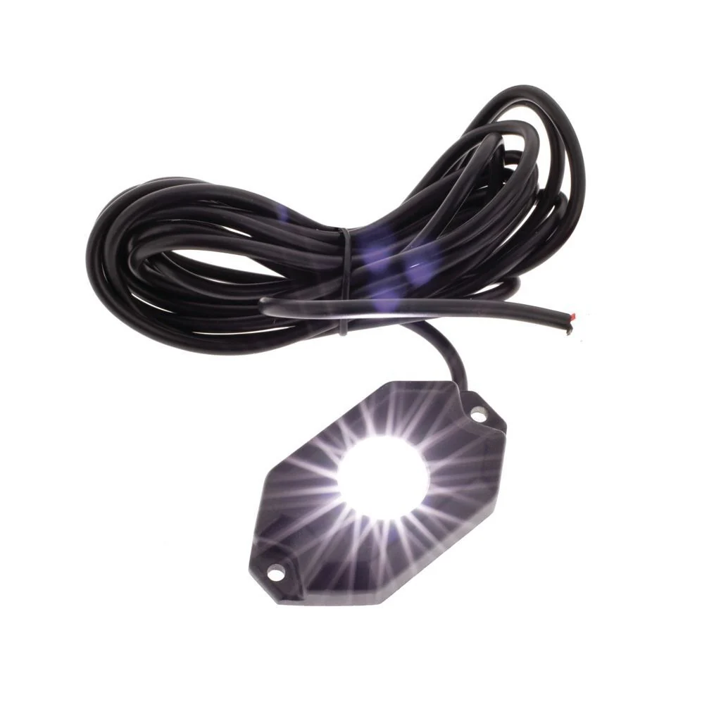 PKT 4 WHT LED ROCK LGHTS 9-32V 18 Watt 120Deg FLOOD BEAM IP68