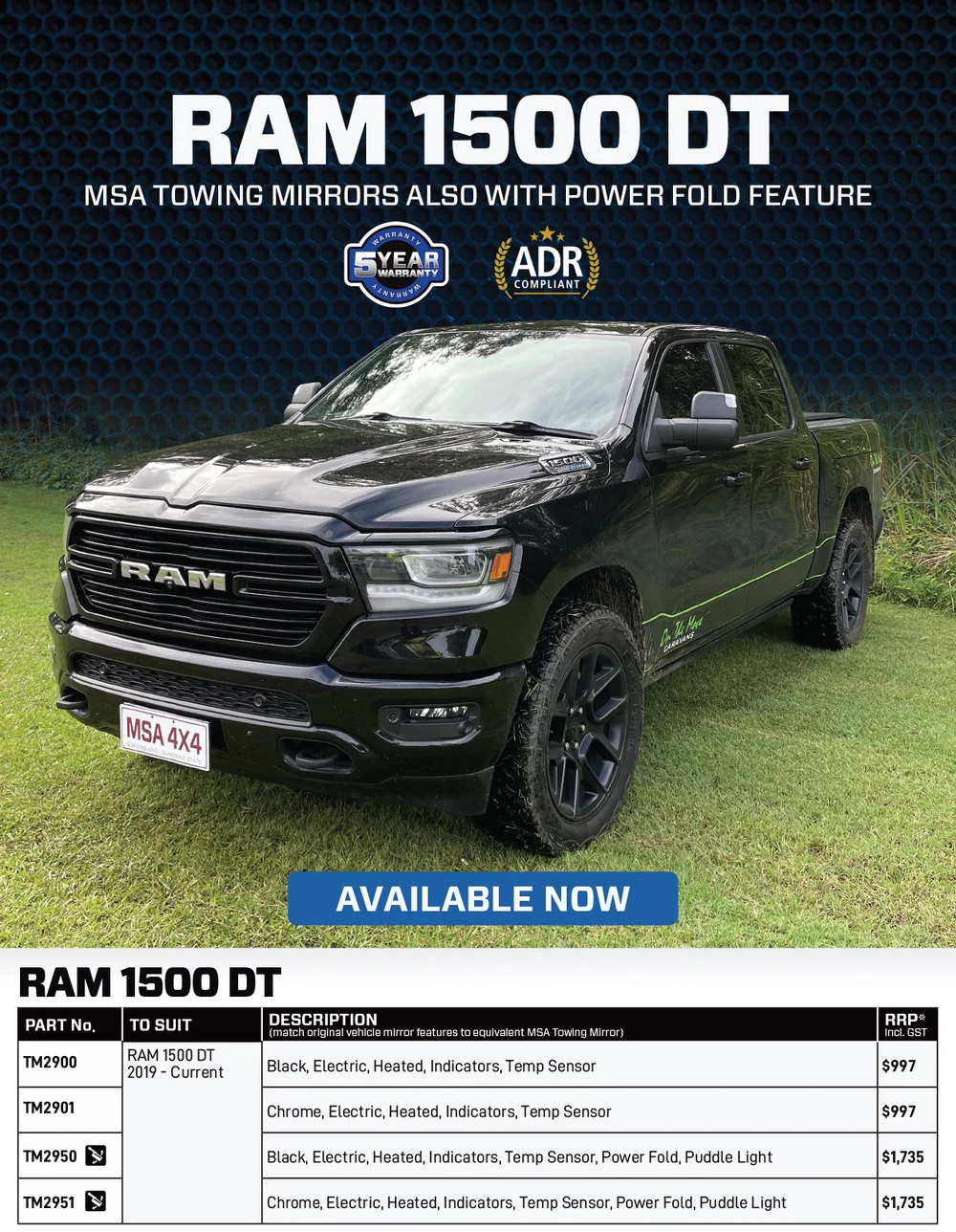 RAM 1500 DT (2019-2025) DT MSA Mirrors - Image 5
