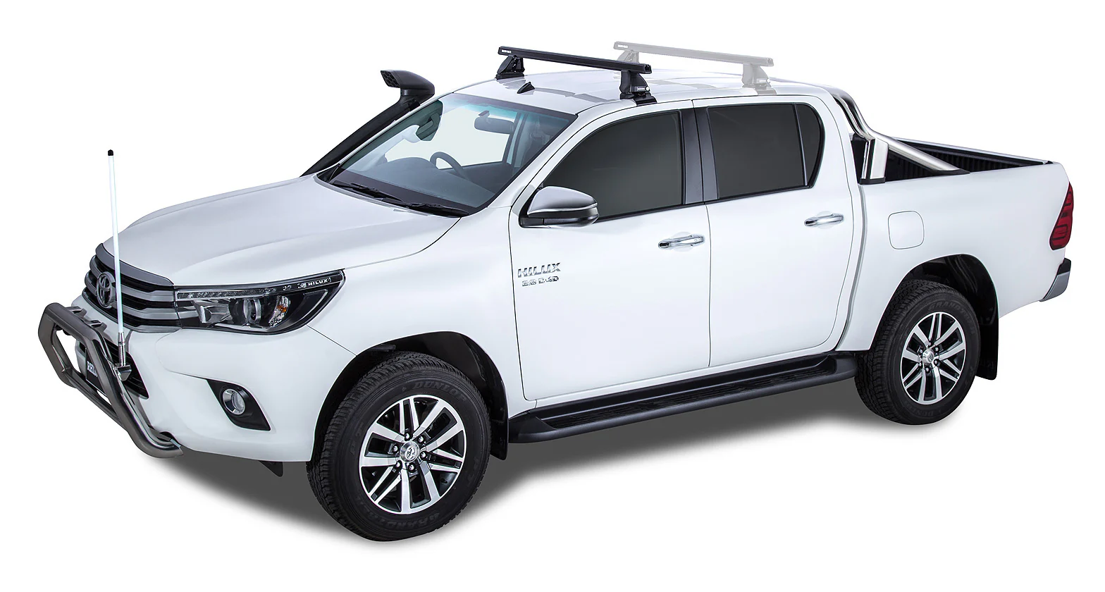 Toyota Hilux (2015-2024) Gen 8 4dr Ute Double Cab Heavy Duty 2500 Black 1 Bar Roof Rack (Front) JA7991 Rhino Rack