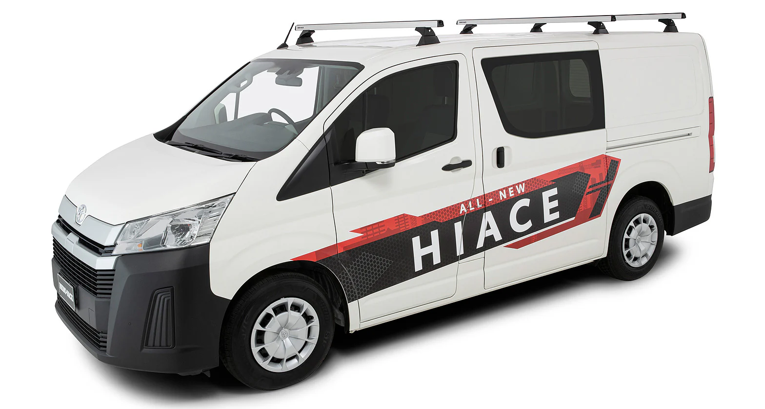 Toyota Hiace (2019-20) Gen 6 2dr Van LWB Heavy Duty RCH Silver 3 Bar Roof Rack JB1602 Rhino Rack