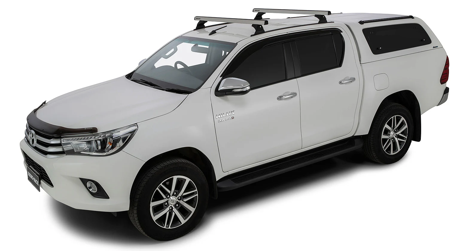 Toyota Hilux (2015-2024) Gen 8 4dr Ute Double Cab Heavy Duty RCH Trackmount Silver 2 Bar Roof Rack JB0951 Rhino Rack