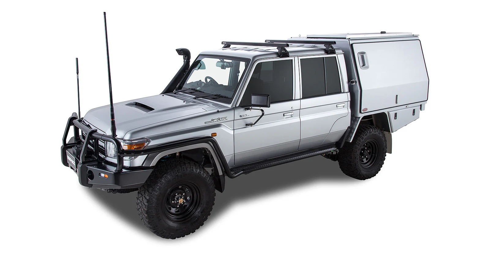 Toyota LandCruiser (2007-2023) Toyota LandCruiser 79 Series (2007-2023)Heavy Duty RL110 Black 2 Bar Roof Rack JA9219 Rhino Rack