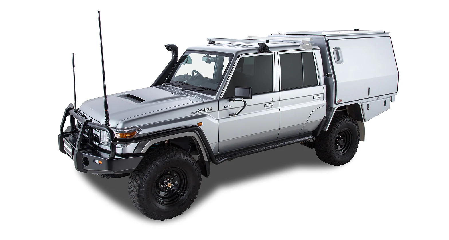 Toyota LandCruiser (2007-2023) Toyota LandCruiser 79 Series (2007-2023)Heavy Duty RL110 Silver 1 Bar Roof Rack JA9222 Rhino Rack