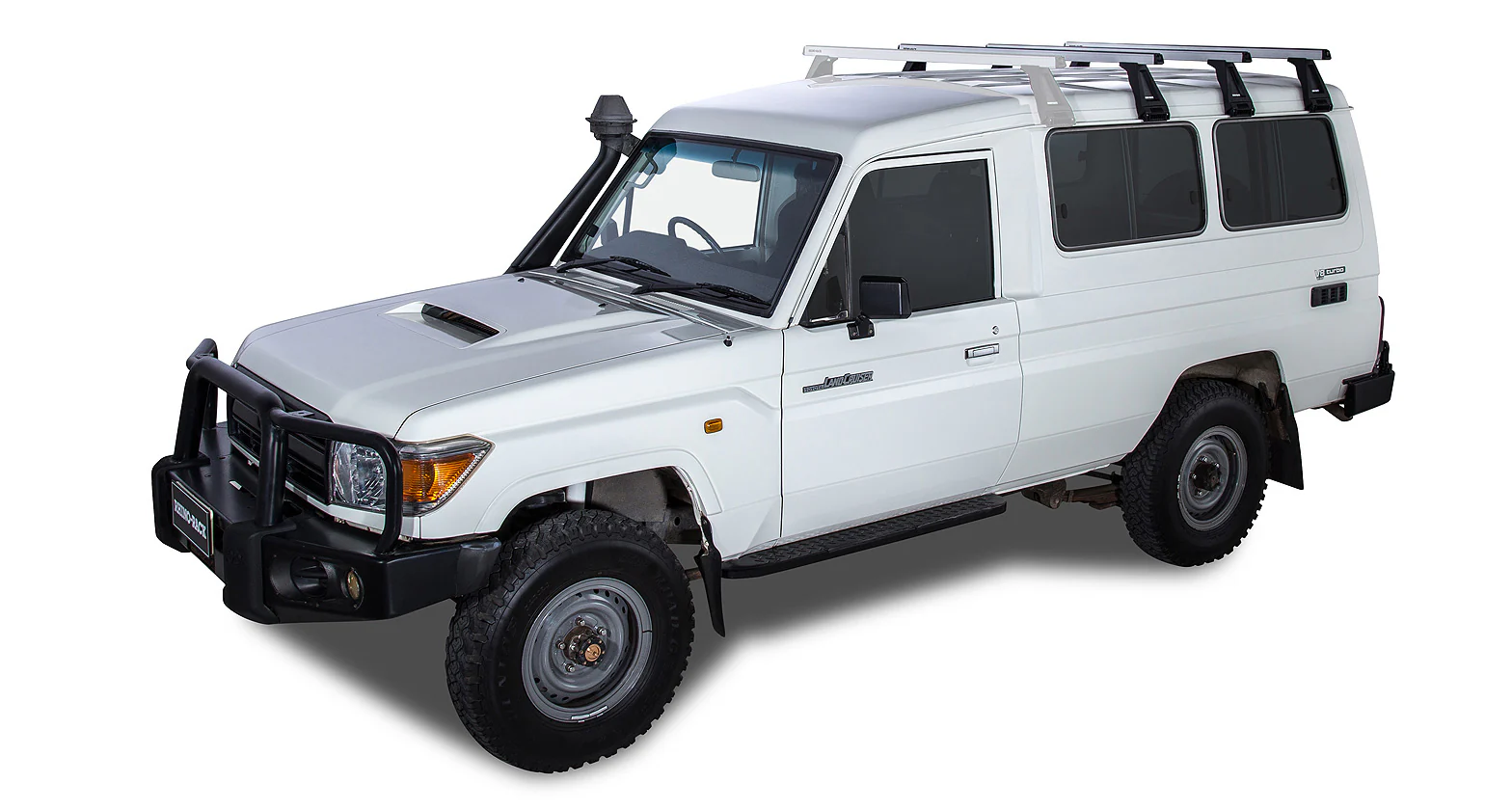 Toyota LandCruiser (2007-2023) 78 Series 2dr 4WD Troop Carrier Heavy Duty RL210 Silver 3 Bar Roof Rack JA0907 Rhino Rack