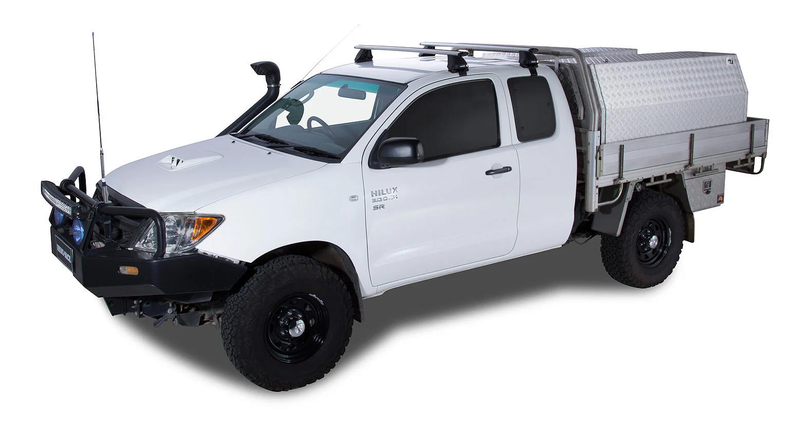 Toyota Hilux (2005-2015) Gen 7 2dr Ute Extra Cab Vortex 2500 Silver 2 Bar Roof Rack JA2376 Rhino Rack