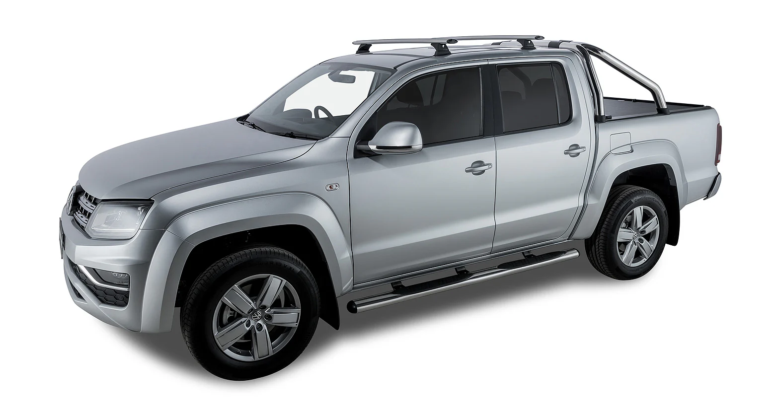 Volkswagen Amarok (2011-2022) 2H 4dr Ute Dual Cab Vortex RCH Silver 2 Bar Roof Rack JA9611 Rhino Rack