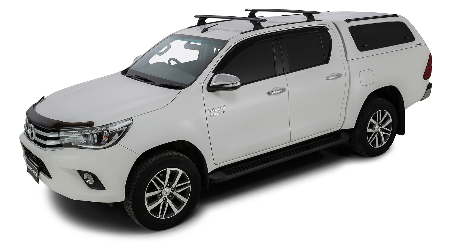 Toyota Hilux (2015-2024) Gen 8 4dr Ute Double Cab Vortex RCH Trackmount Black 2 Bar Roof Rack JB0950 Rhino Rack
