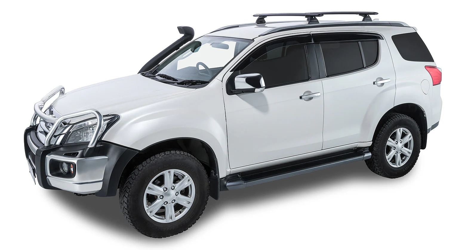 Isuzu MU-X (2013-2021) Gen1, LS-T 5dr SUV With Roof Rails 13 to Vortex RCL Black 2 Bar Roof Rack JA9671 Rhino Rack