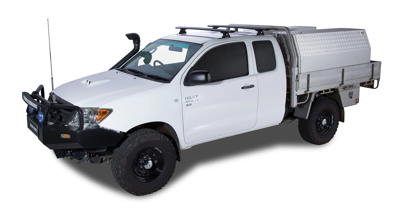 Toyota Hilux (2005-2015) Gen 7 2dr Ute Extra Cab Vortex RLT600 Trackmount Black 2 Bar Roof Rack JA6179 Rhino Rack