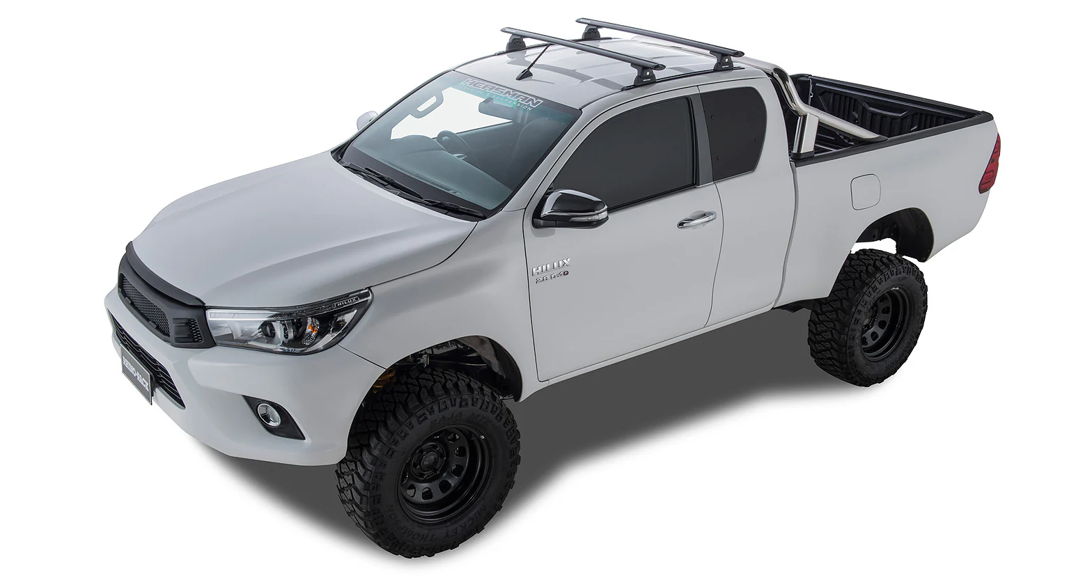 Toyota Hilux (2015-2024) Gen 8 2dr Ute Extra Cab Vortex RLT600 Trackmount Black 2 Bar Roof Rack JA9126 Rhino Rack
