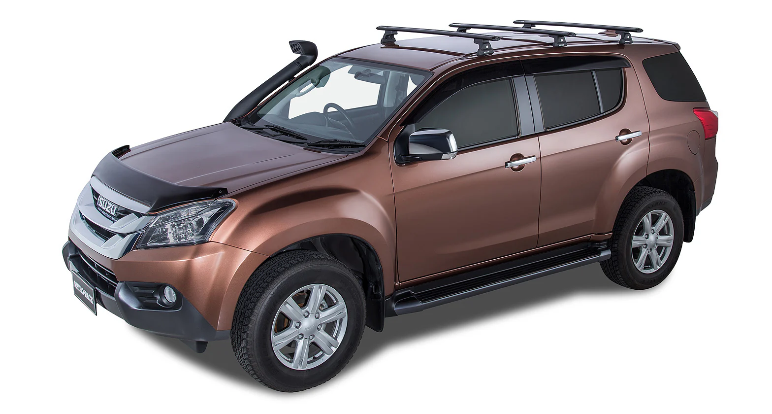 Isuzu MU-X (2013-2021) Gen1, LS-T 5dr SUV With Roof Rails Removed 13 to Vortex RLT600 Trackmount Black 3 Bar Roof Rack JA8335 Rhino Rack