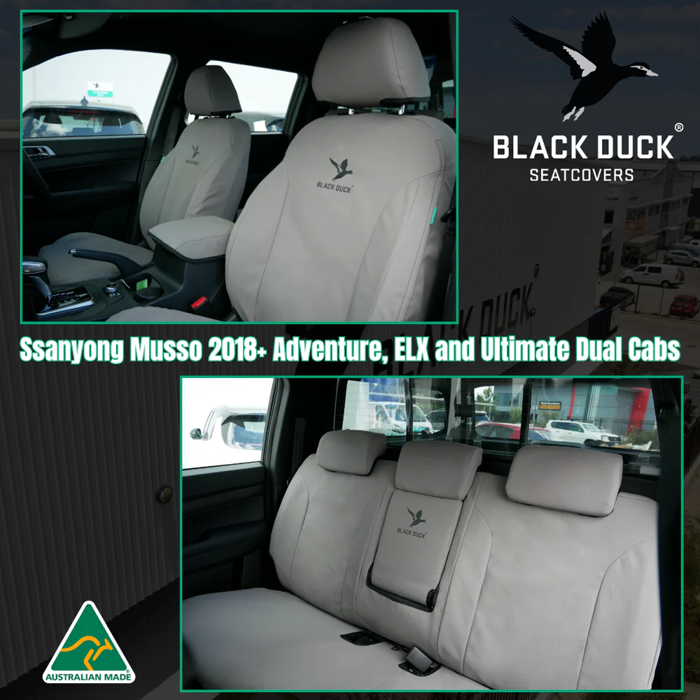 Ssangyong Musso (2018-2025) Adventure, ELX and Ultimate Dual Cabs Black Duck® SeatCovers - SYM192ABC SYM19CON SYM194AR - Image 2