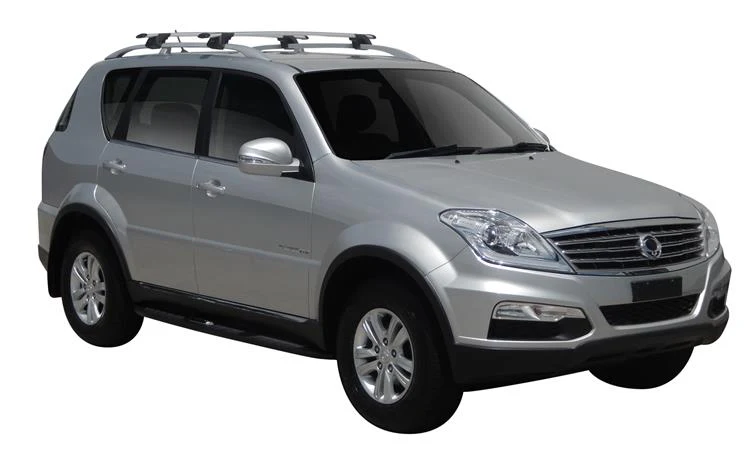 SsangYong Rexton (2012-2017) 5 Door SUV 2012 - 2017 (Raised Rails) Aero ThruBar Yakima Roof Rack