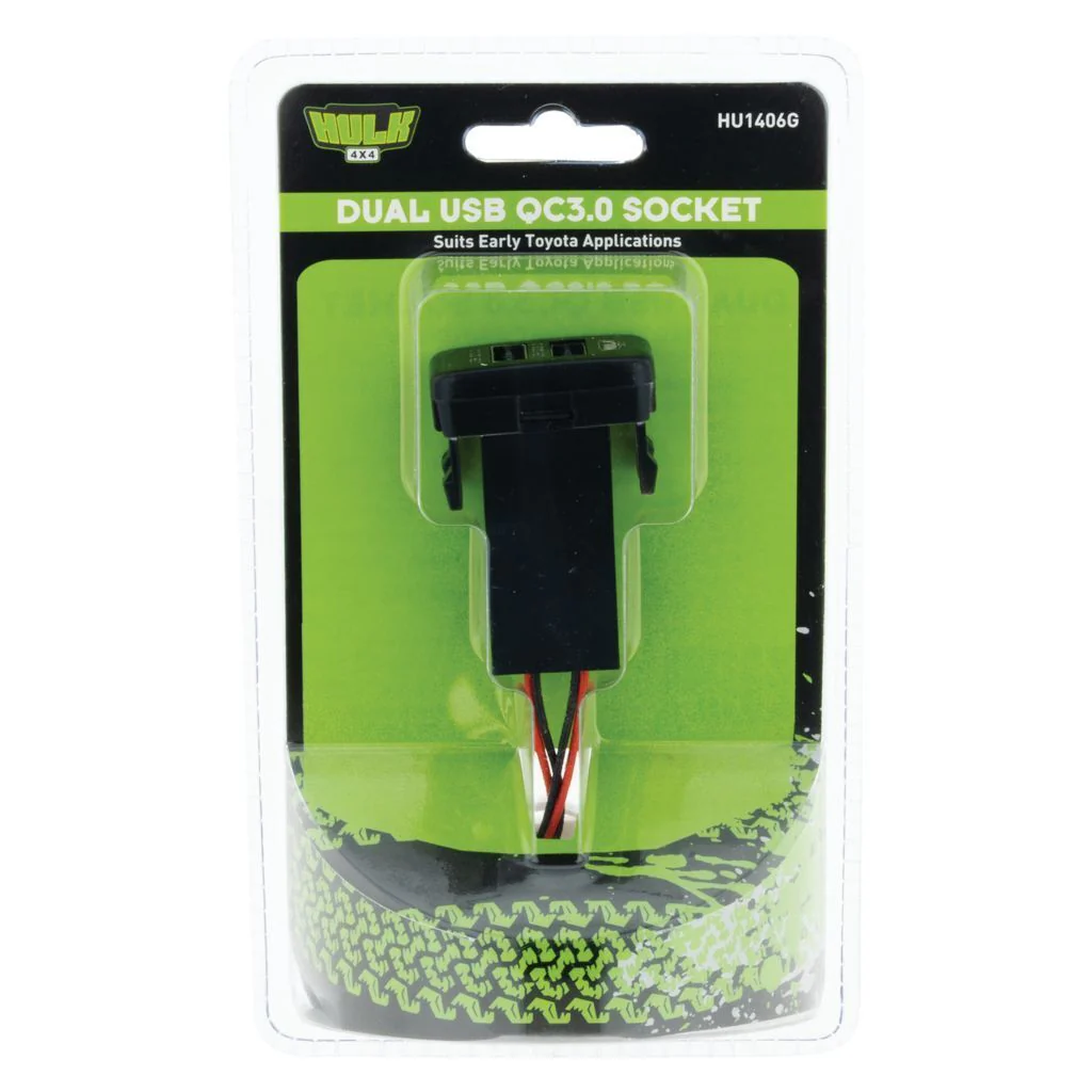 Toyota Early Dual QC3 USB Socket Green Illum 12v