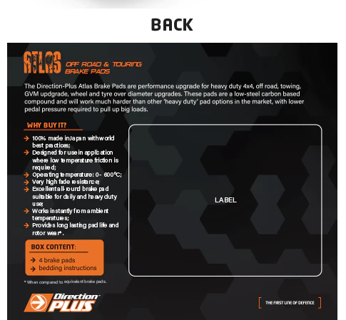 Toyota Fortuner (2015-2021) GUN156 REAR Atlas Performance 4WD and Touring Brake Pads - Image 4