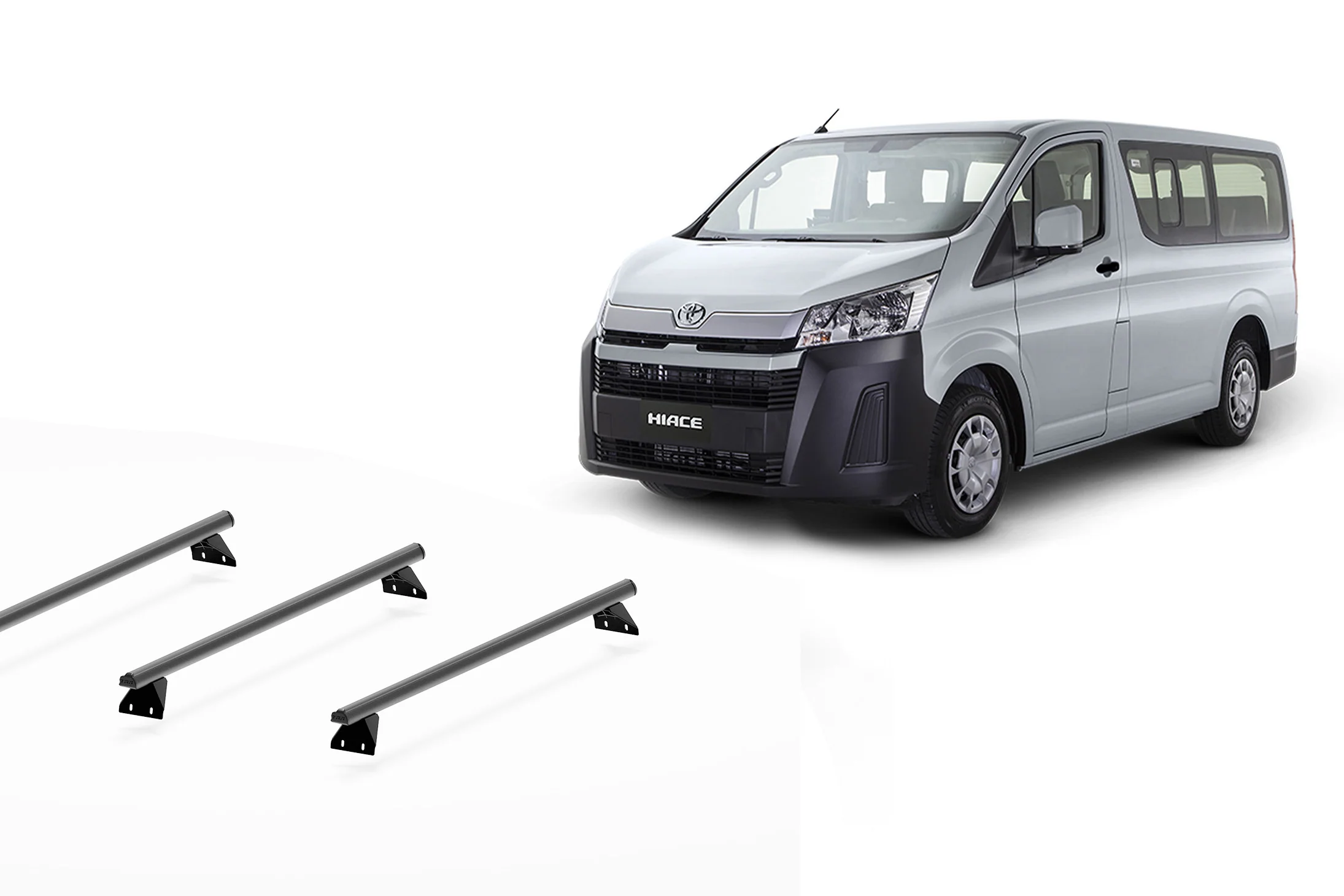 Toyota Hiace LWB (05/19 – Current) Trademax Crossbars x 3 Wedgetail