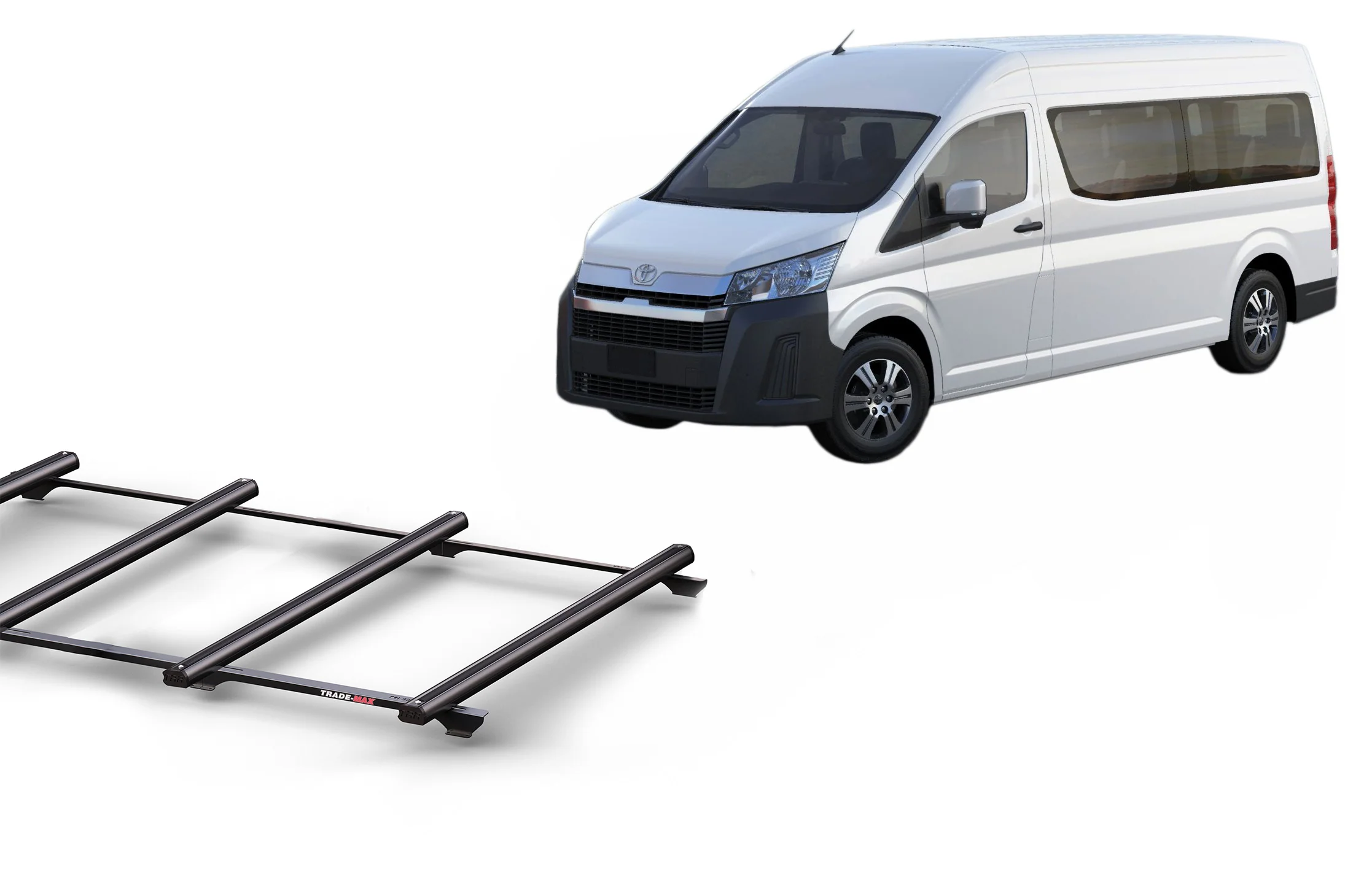Toyota Hiace SLWB H/Roof (05/19 – Current) Trademax Crossbars x 4 Wedgetail