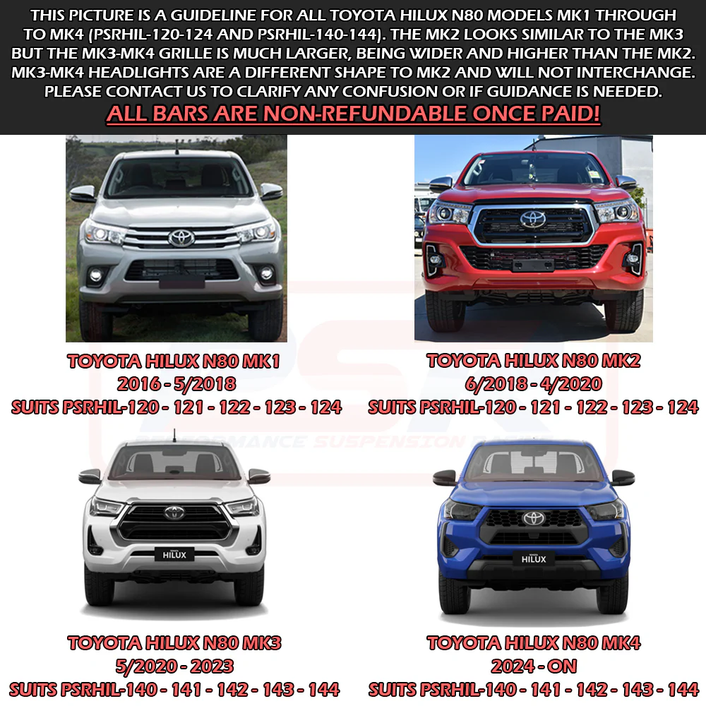 Toyota HILUX (2015 - On) N80 MK1-MK2 2016-4/2020 Ambush Low Single Hoop Bullbar - Image 2