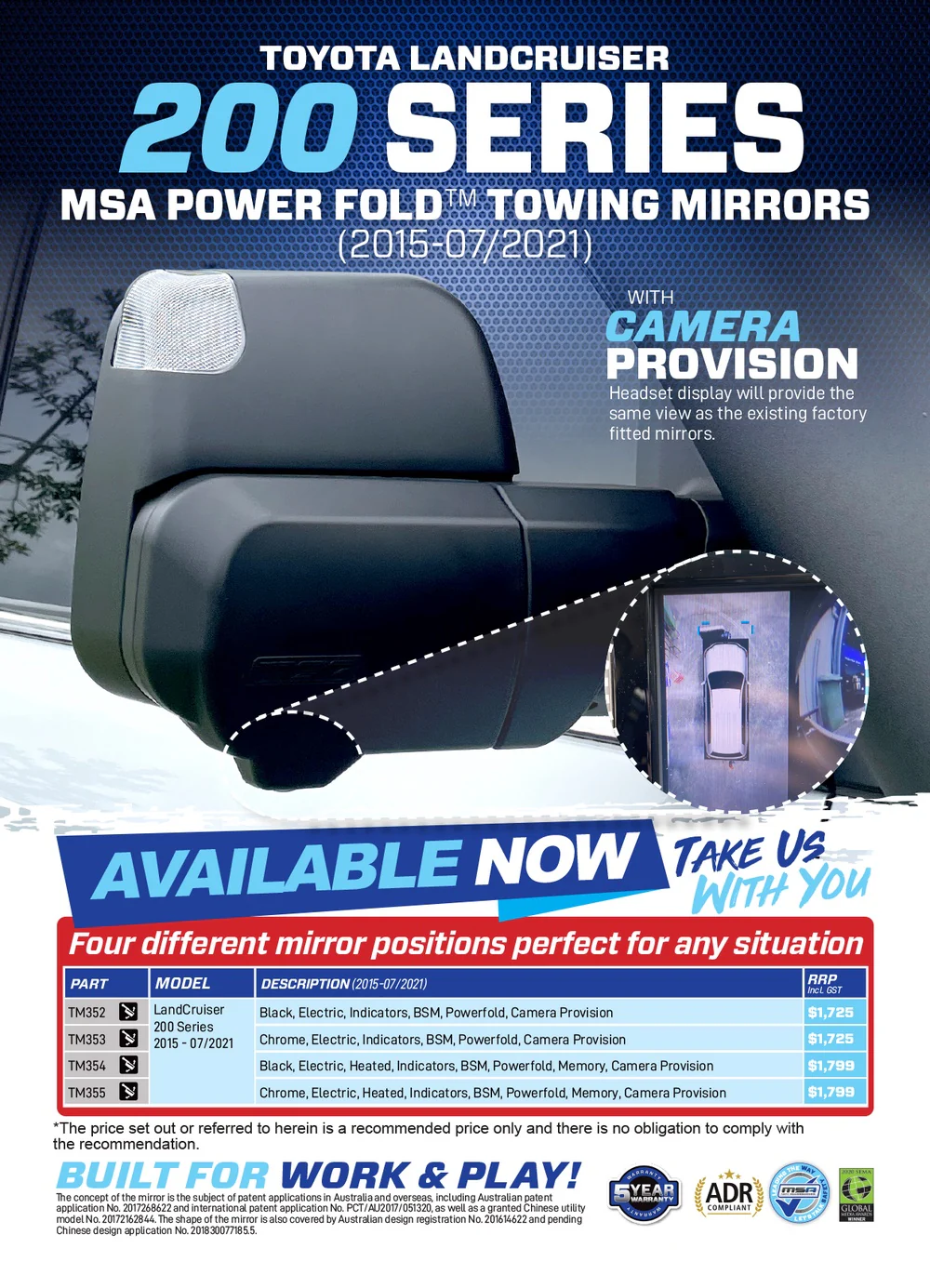 Toyota Landcruiser 200 Series (2007-2023)  MSA Mirrors - Image 5