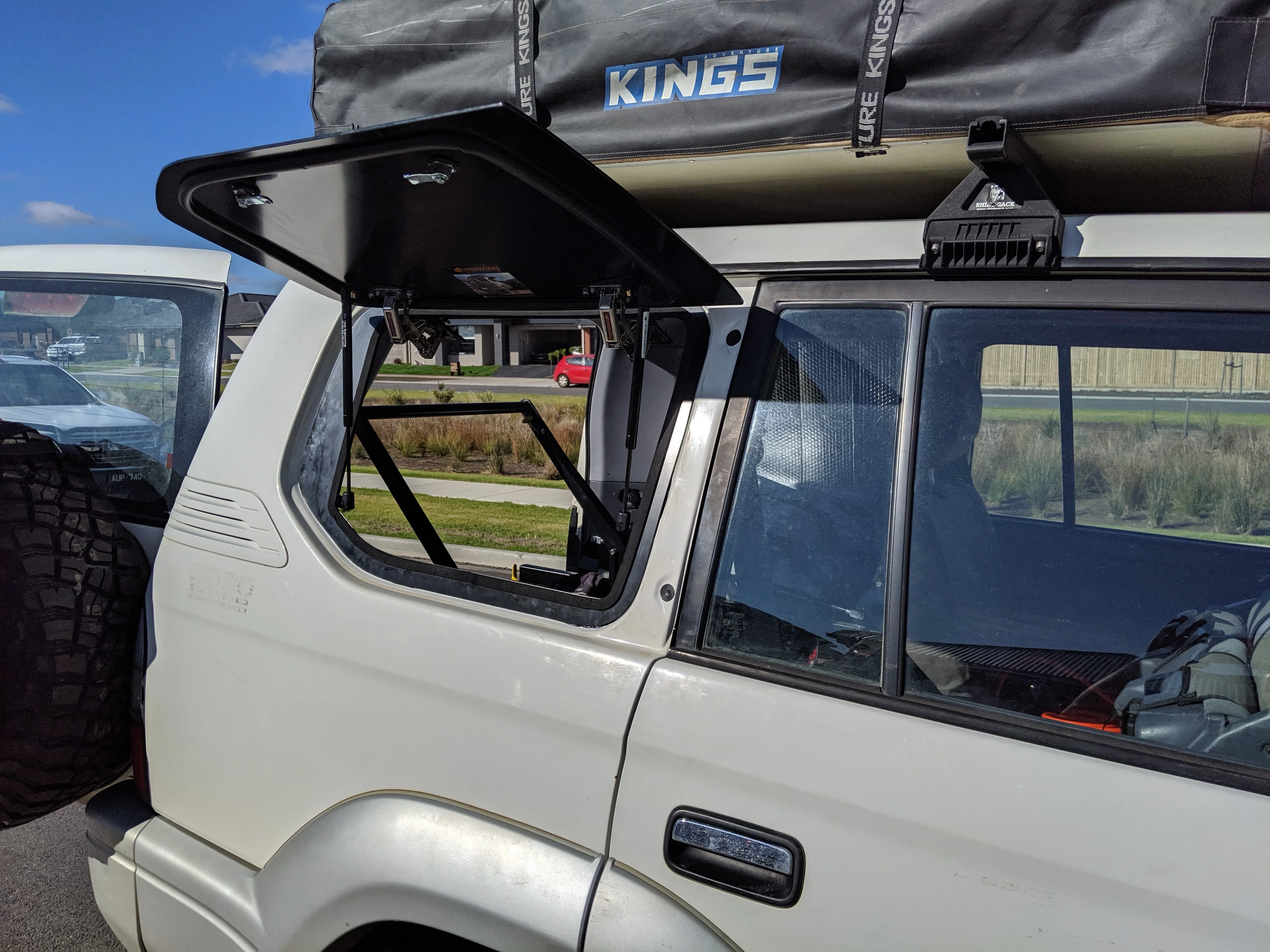 Toyota Prado 90 Series Emu Wing Window Vehicle Access - FLAT ALUMINIUM - Image 3
